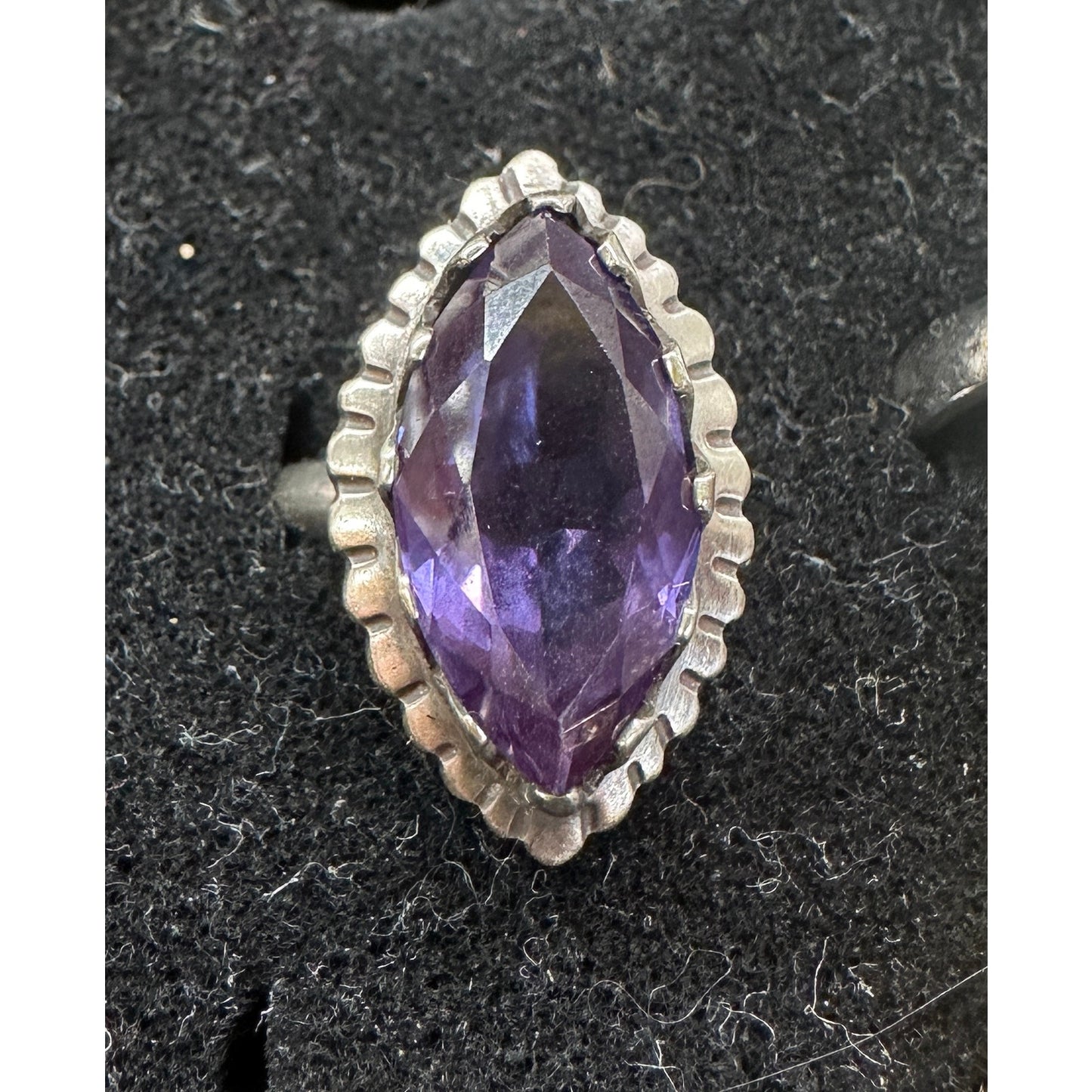 Vintage Sterling Silver Marquise Purple Amethyst Ring Size 6