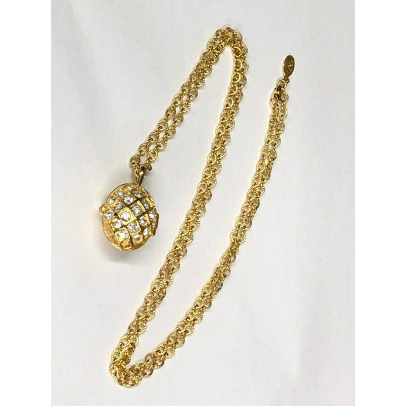 Joan Rivers Goldtone Rhinestone locket Necklace w/ Bee inside