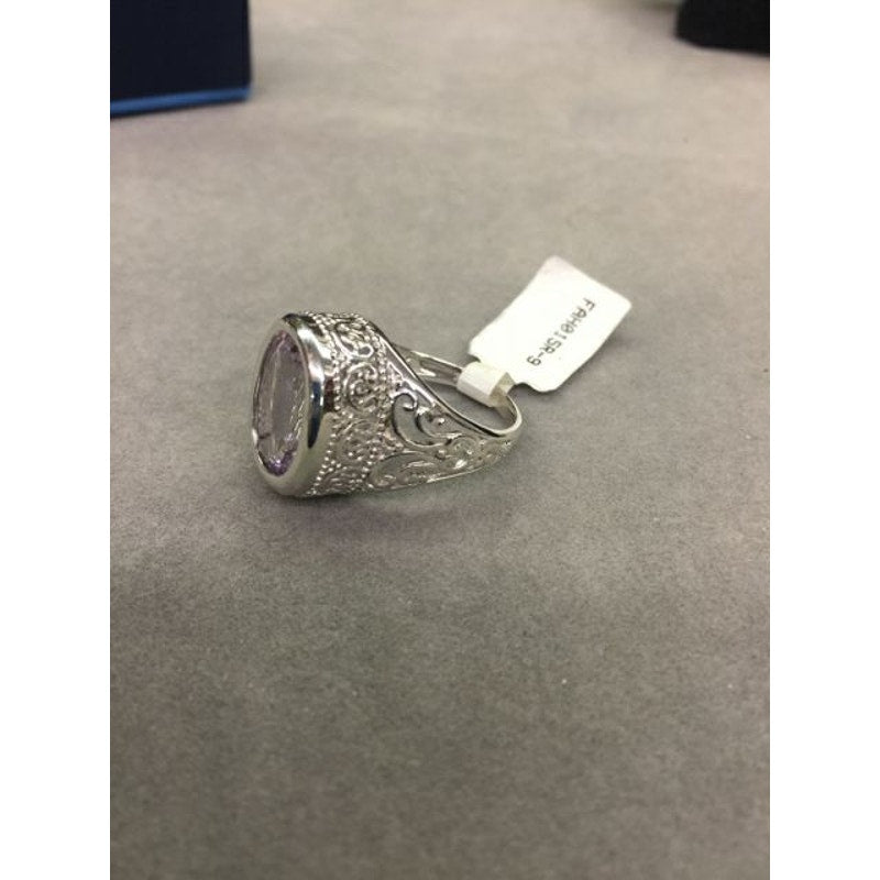 Vintage Sterling Silver Ring Ladies Filigree Light Purple Amethyst Ring Sz 9