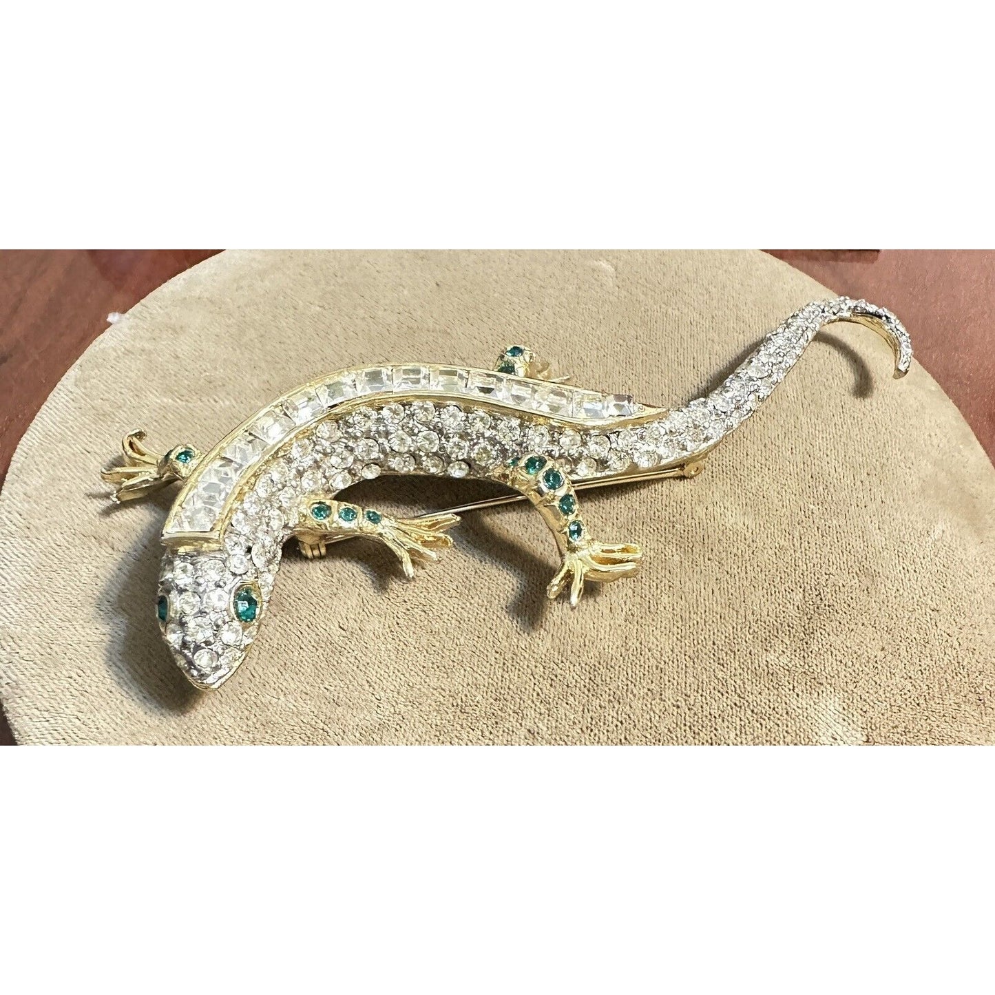 Vintage Maresca Maresco Lizard Gecko Goldtone Rhinestone Brooch