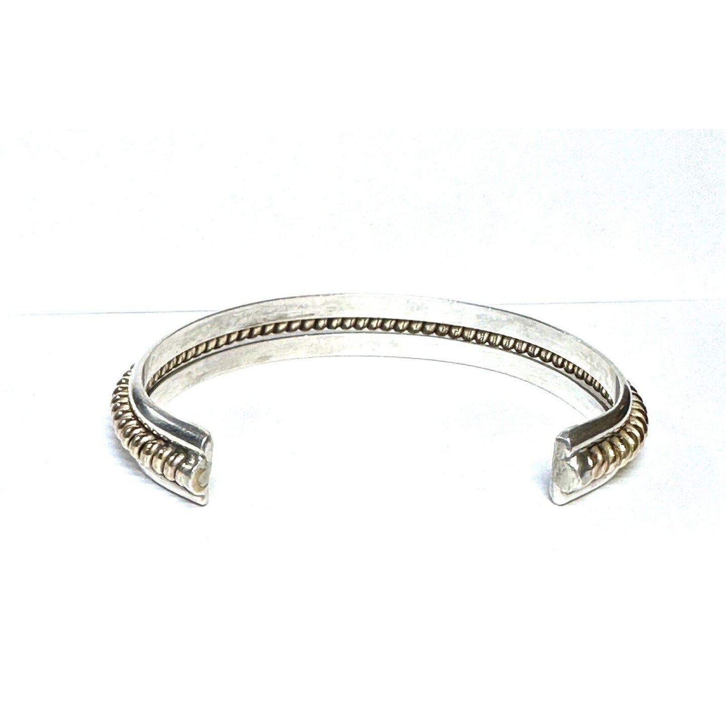 Vintage Navajo Signed Tahe Sterling Silver 12k GF Twist Top Cuff Bracelet