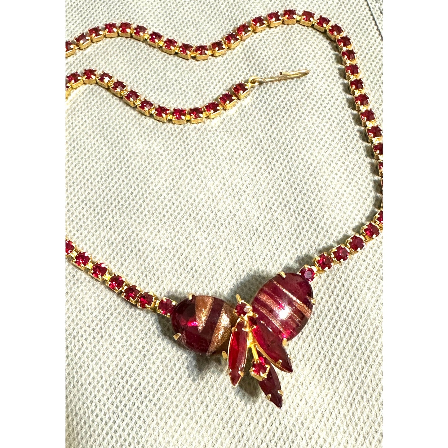 Delizza and Elster Juliana Necklace–Red Gold Shimmer Stones