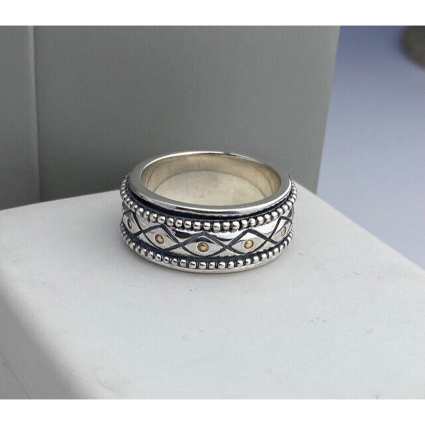 RoManse Robert Manse Men's Sterling Silver18k Spinner Band Ring Size 10