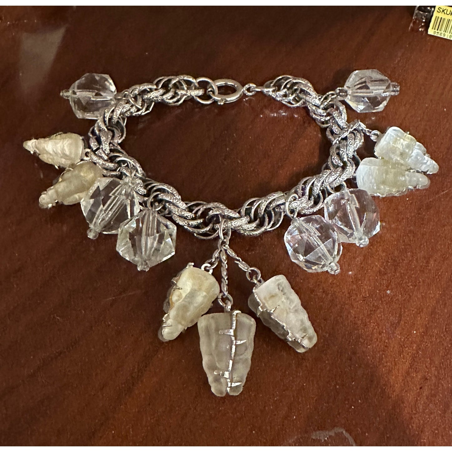 Vintage Charm Bracelet Shimmering Lava Rock Icicles Chunky Mid Century Modern