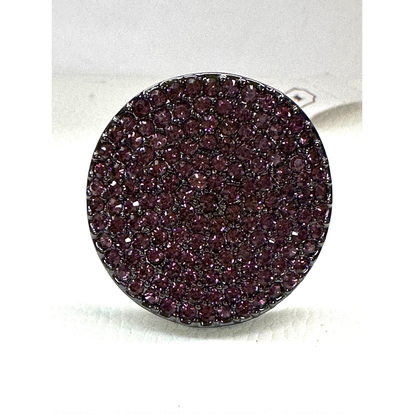New Coach PAVE Amethyst Crystal Black Band Ring Sz 8 NWT