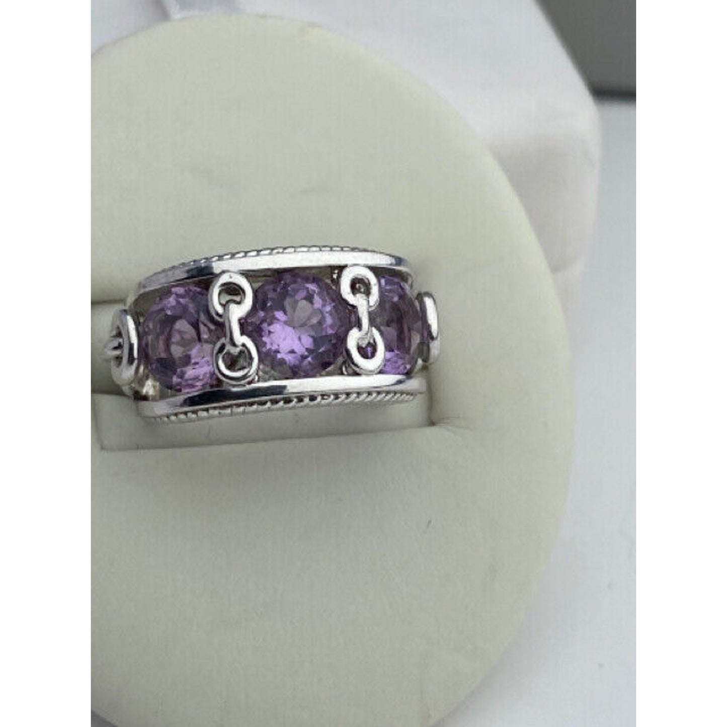 Anthony Nak Atelier Sterling Silver Triple Amethyst Ring Size 5