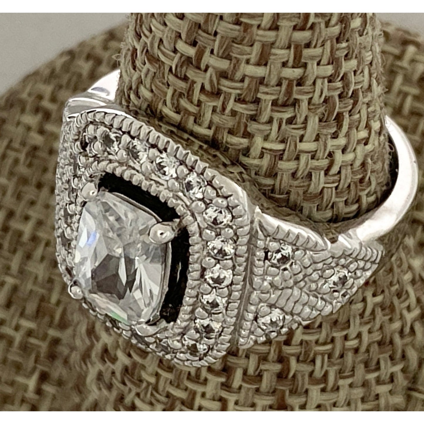 PDJ Sparkling CZ Art Deco Style Ring Size 7