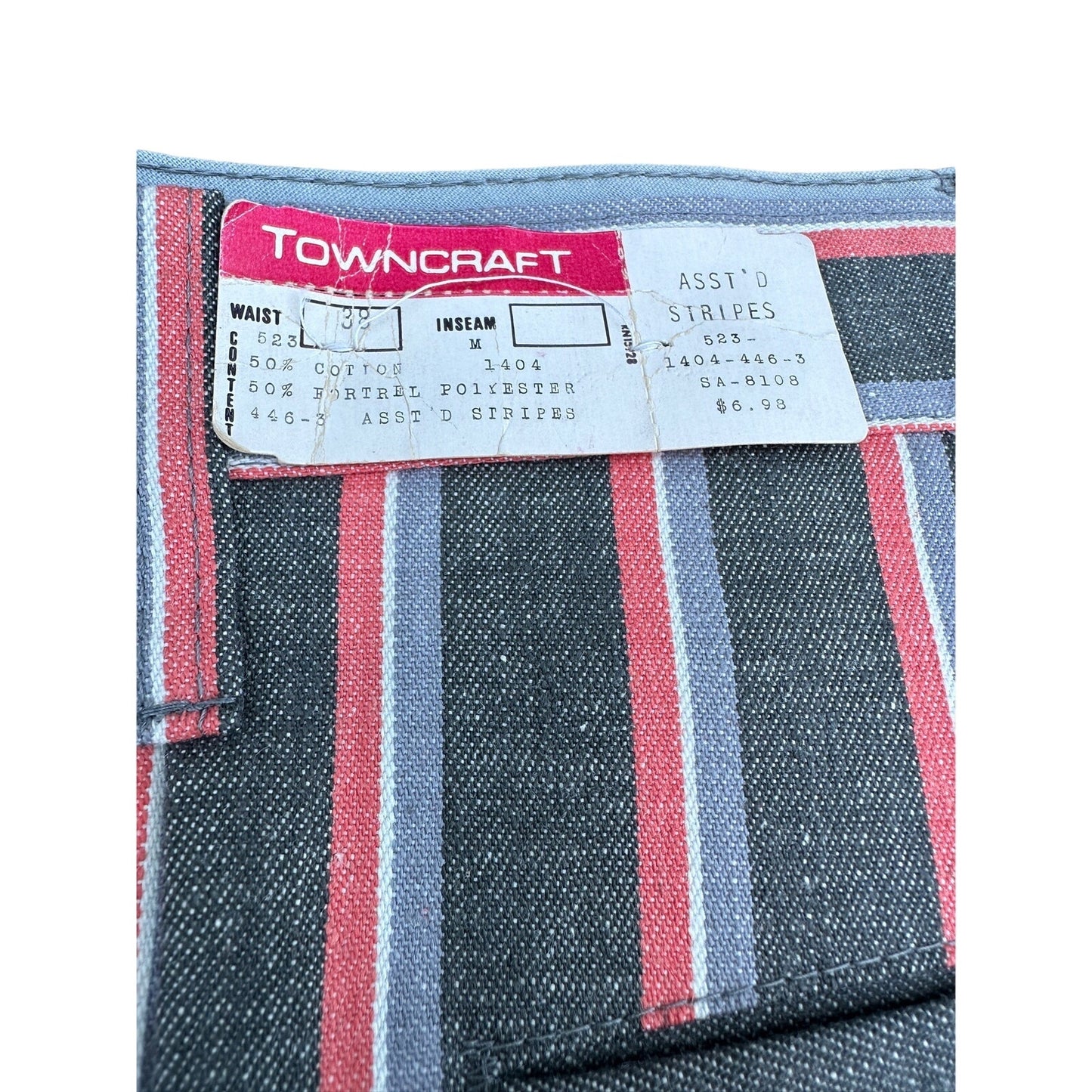American Vintage Towncraft Funky Salt & Pepper Striped Mens Pants / Jeans NWT 38
