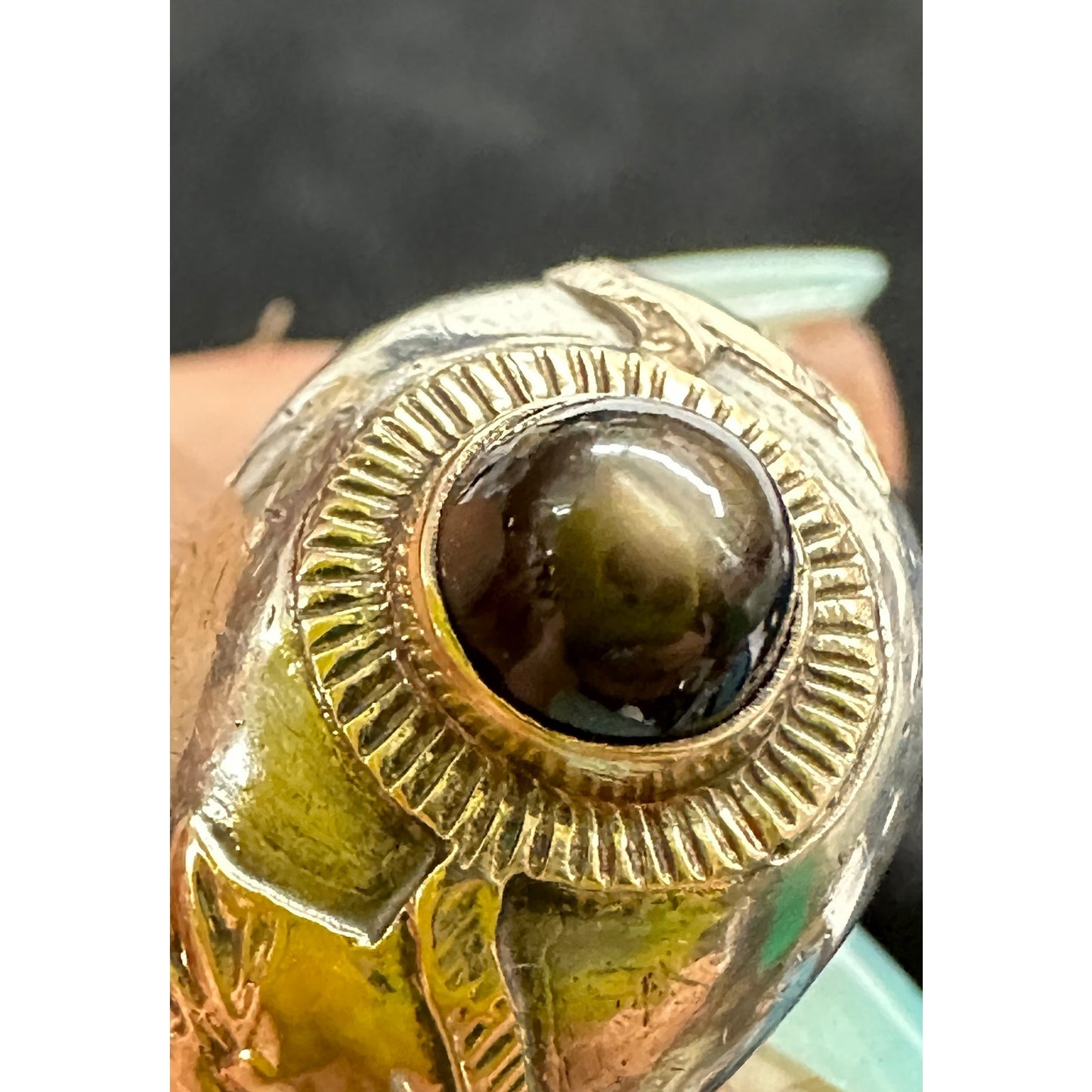 Vintage Sterling Silver 14k Gold Trojan Ring Size 9