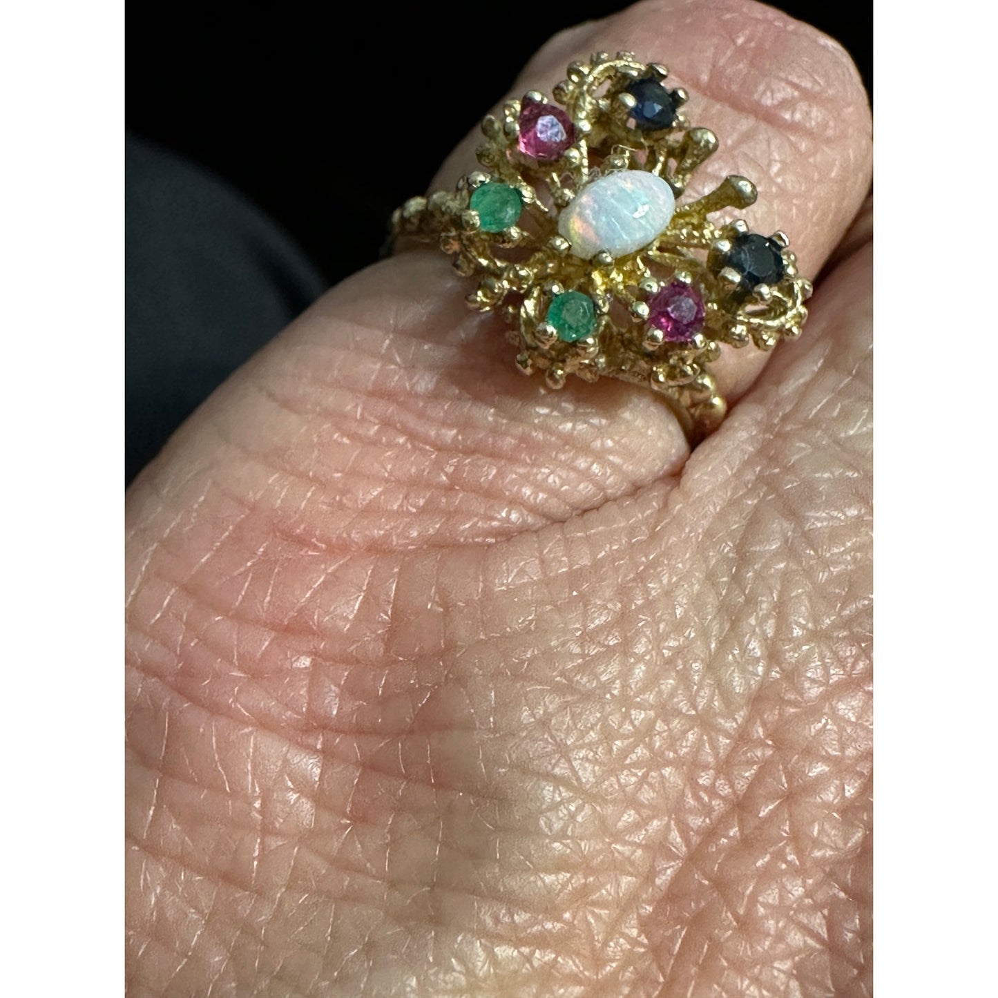 Vintage 14k Gold Multi Gemstone Butterfly Ring Size 5.5