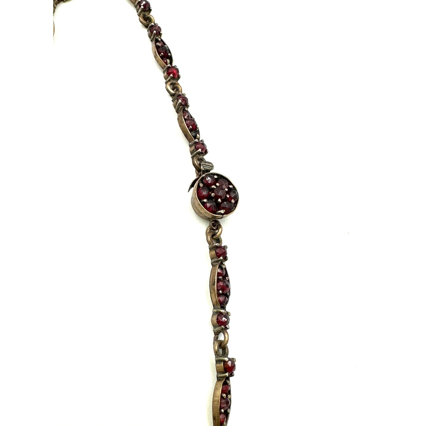 Antique Victorian Bohemian Rose Cut Garnet Moon & Stars Necklace