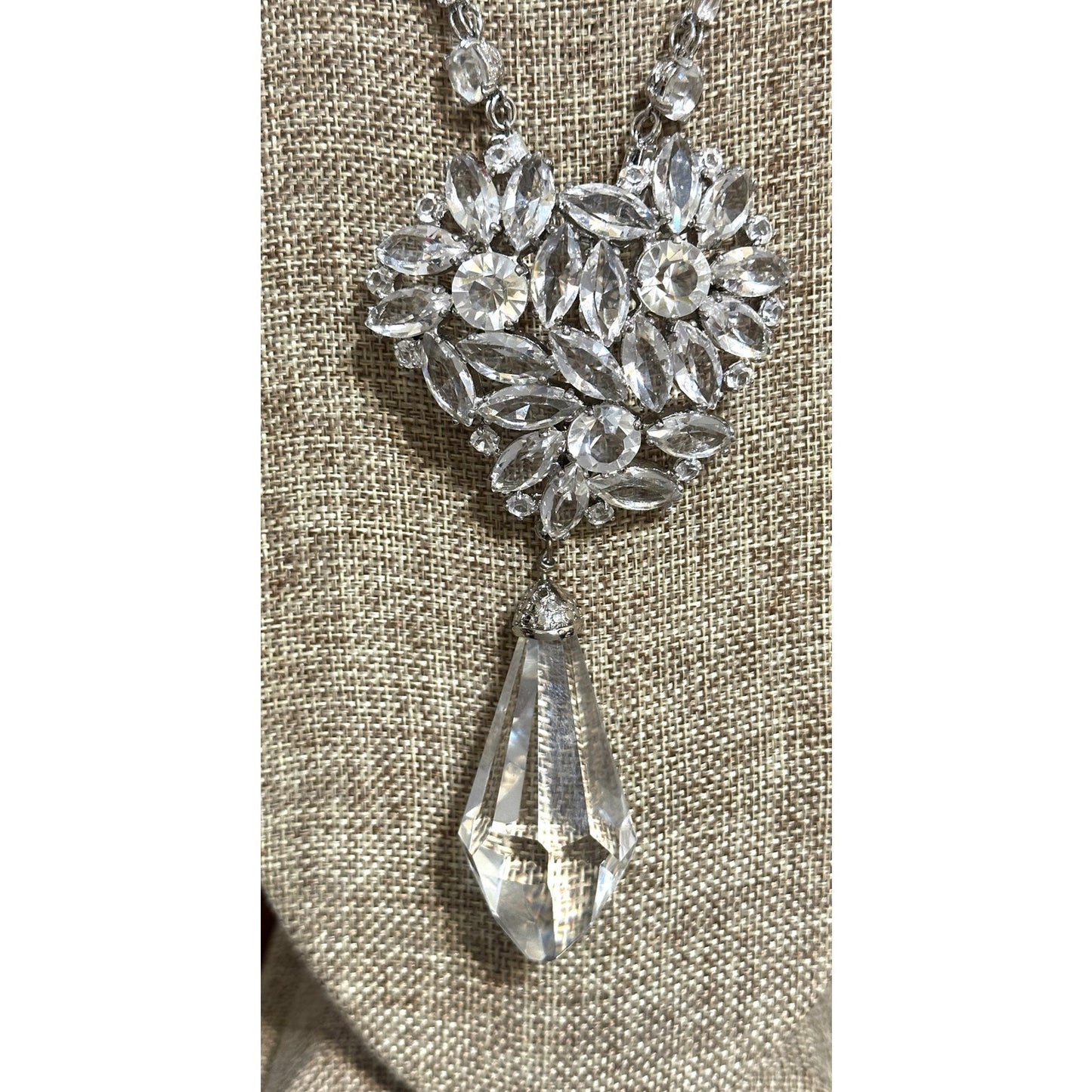 Incredible Margaret Rowe Couture Crystal Necklace w/ Huge Crystal Drop Pendant