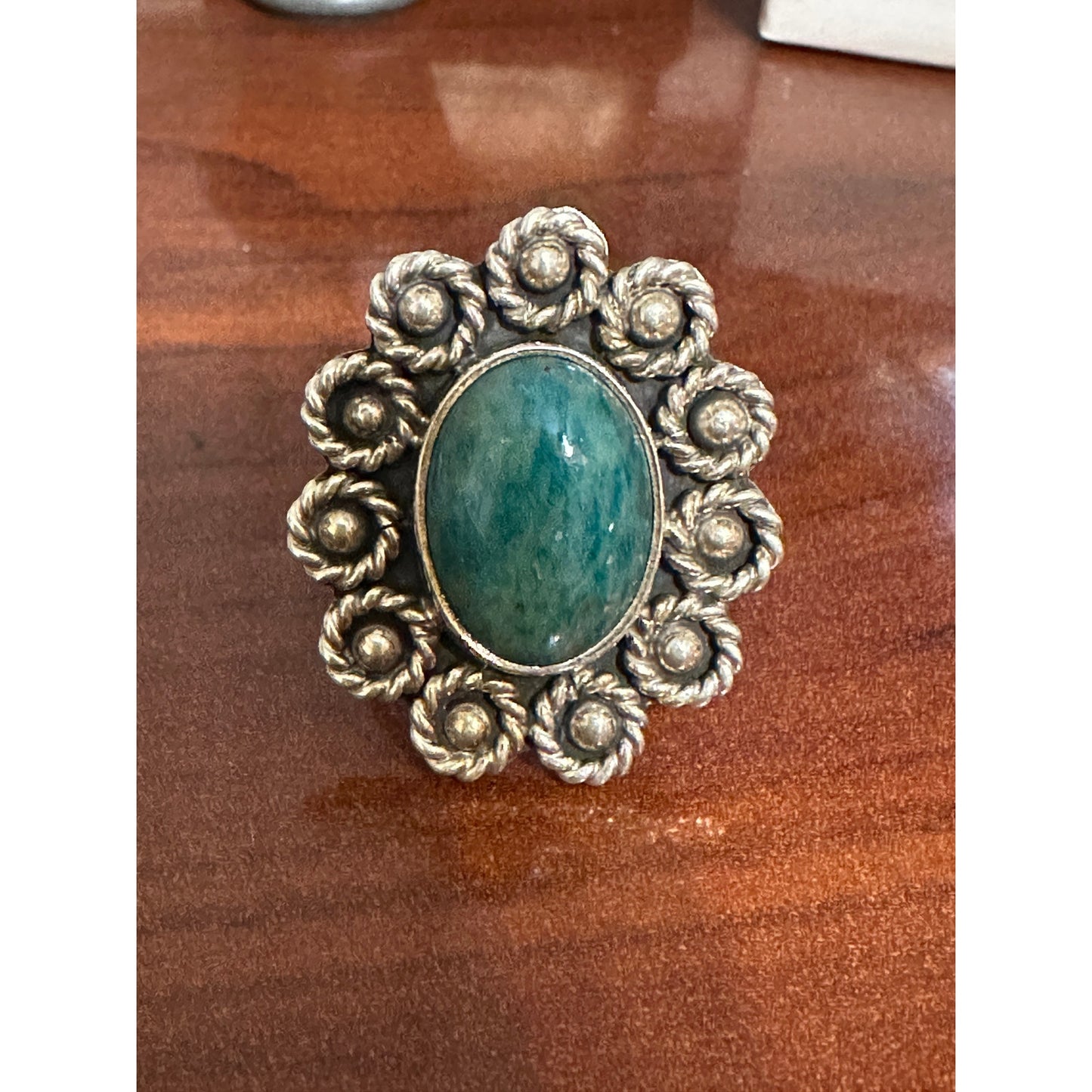 Cii 925 Mexico Green Chrysocolla Sterling Silver Ring Size 9 3/4