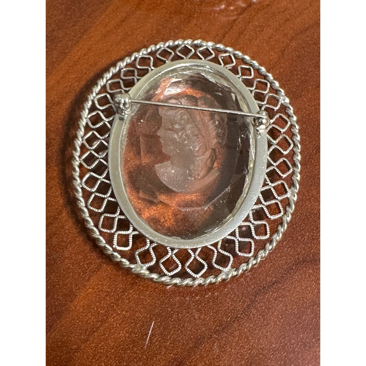 Vintage Whiting & Davis Silvertone Glass Cameo Necklace, Bracelet & Brooch