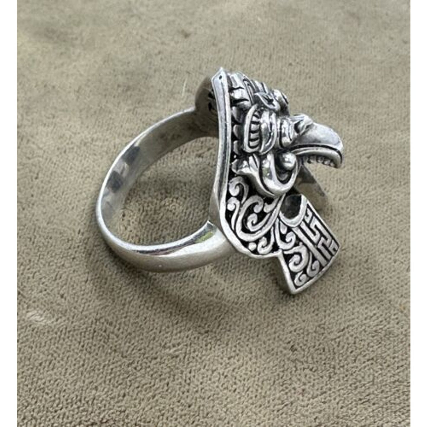 Sterling Silver Gladiator Viking Helmet Bird Face Ring Size 8 3/4