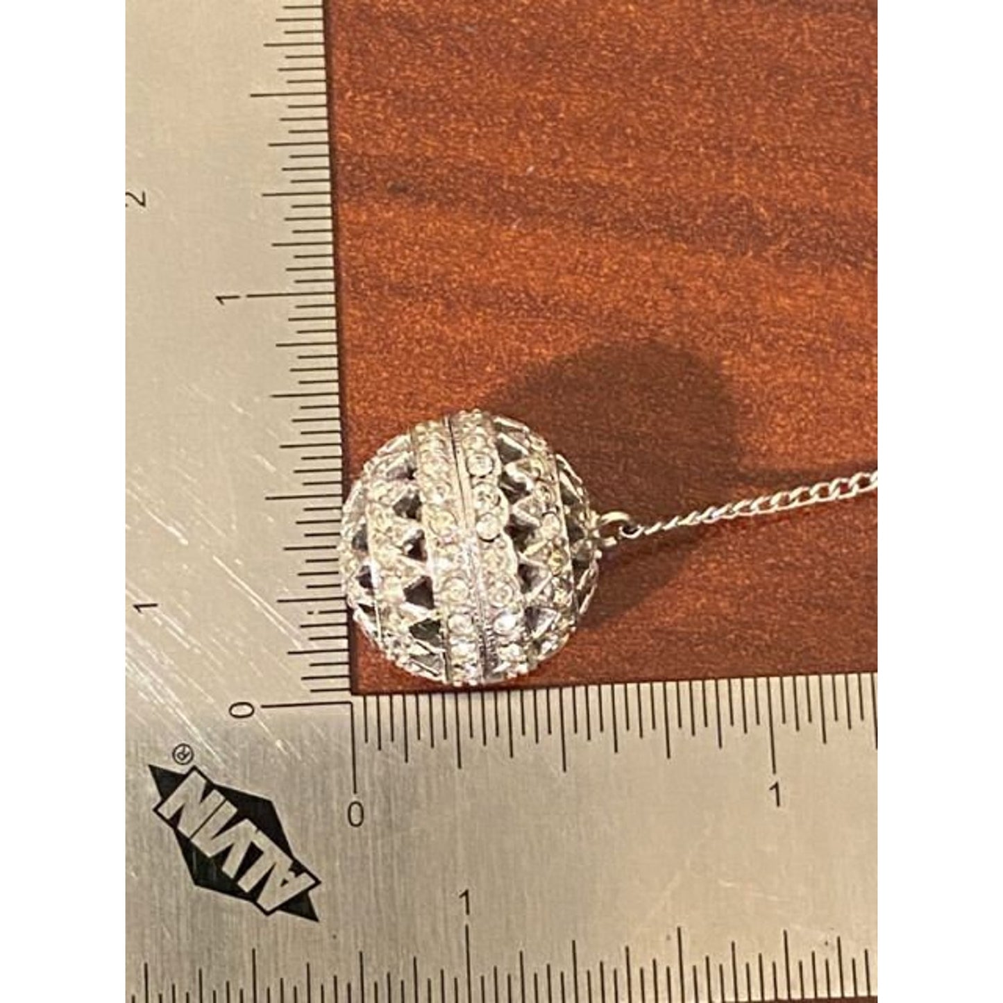 Vintage Silvertone CZ Filigree Ball Dangle Bead Clip Back Earrings
