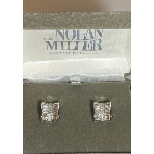 Nolan Miller Silvertone Rhinestone Clip Back Earrings