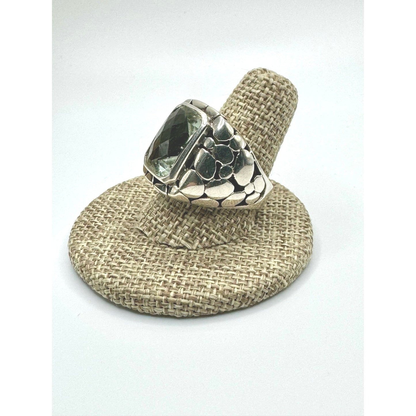 Sterling Silver Kali Pebble Green Amethyst Ring Size 8