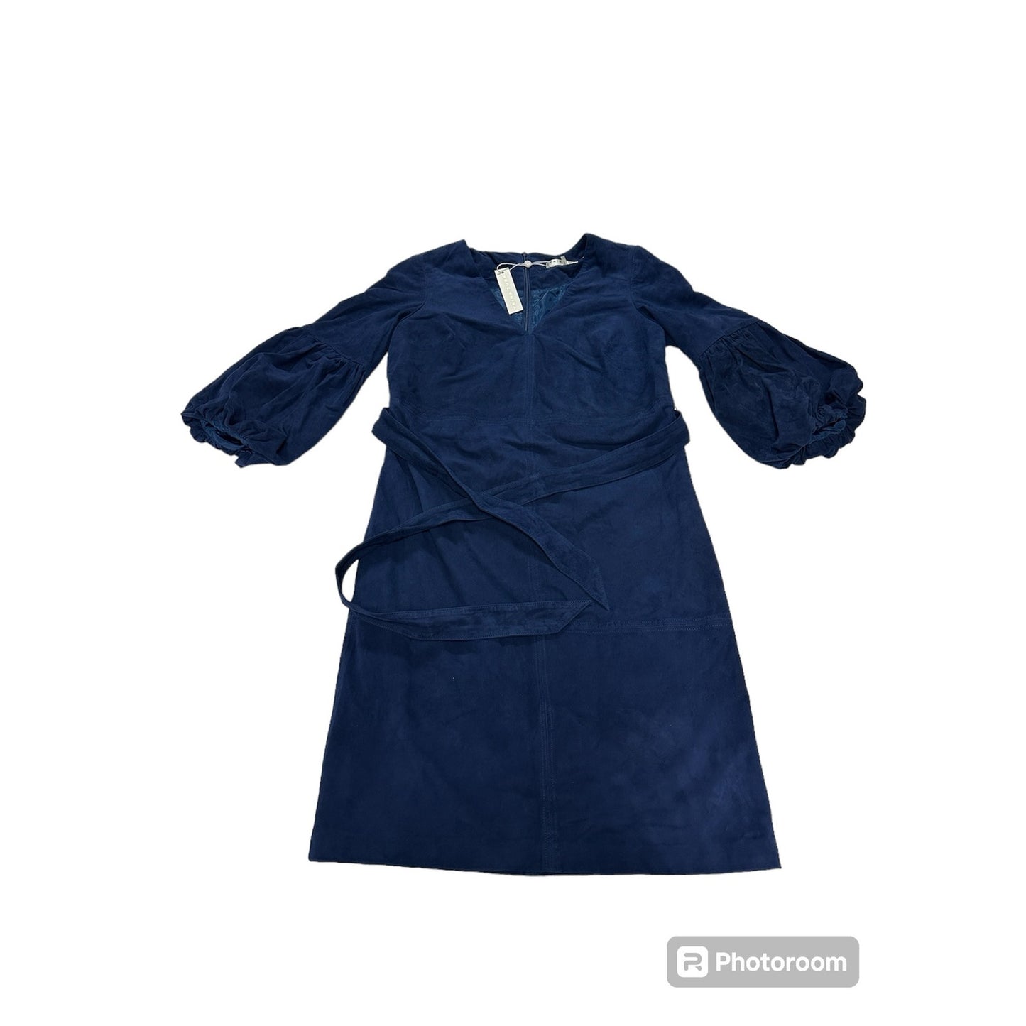 $748 Trina Turk Pryia Navy Blue Suede  Dress Size 4 NWT