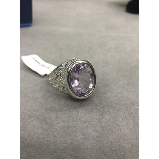 Vintage Sterling Silver Ring Ladies Filigree Light Purple Amethyst Ring Sz 9