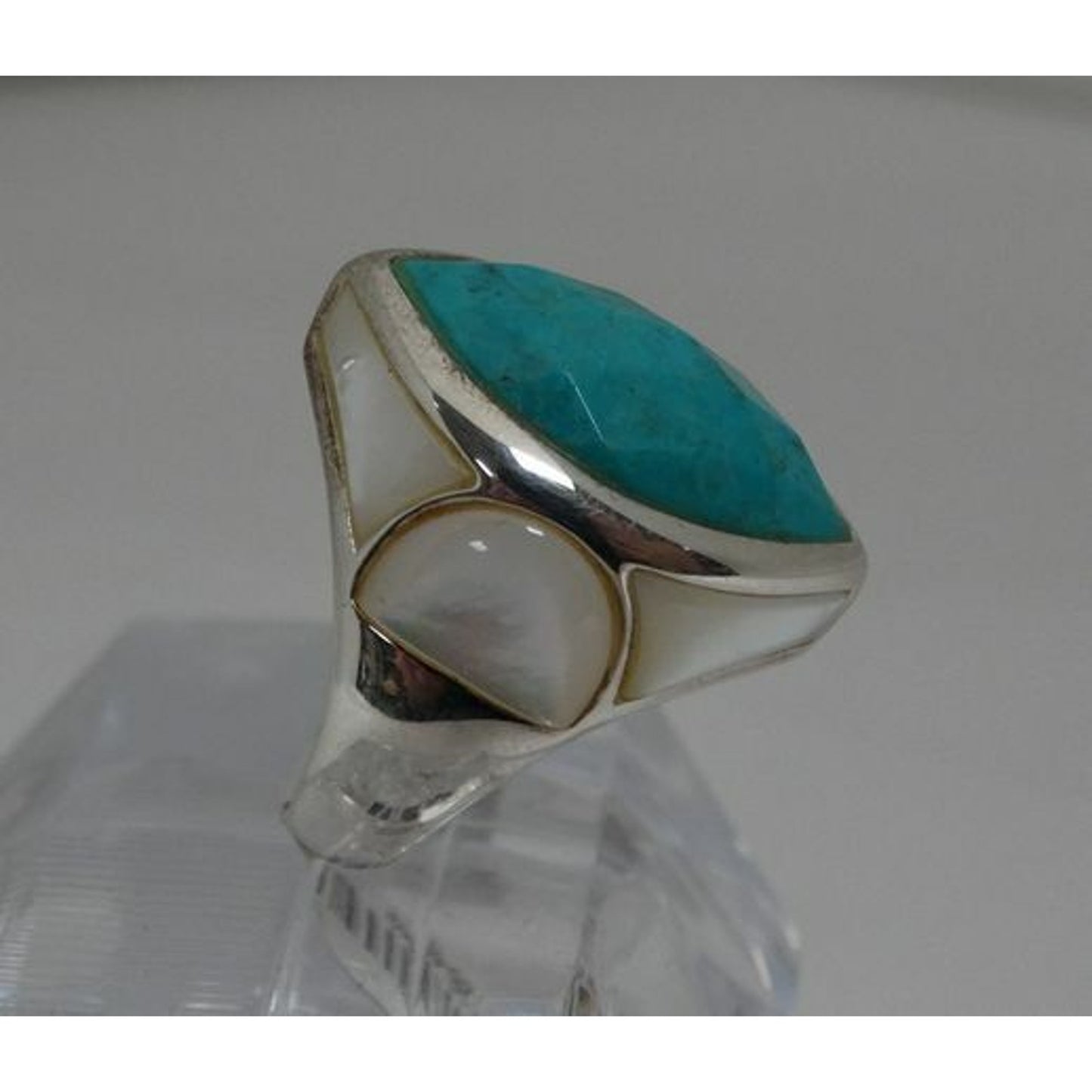 Sterling Silver Turquoise & MOP Sz7 Ladies Ring