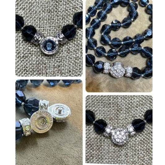 Nolan Miller Pacific Blue Swarovski Crystal Beaded Necklace Reversible Clasp