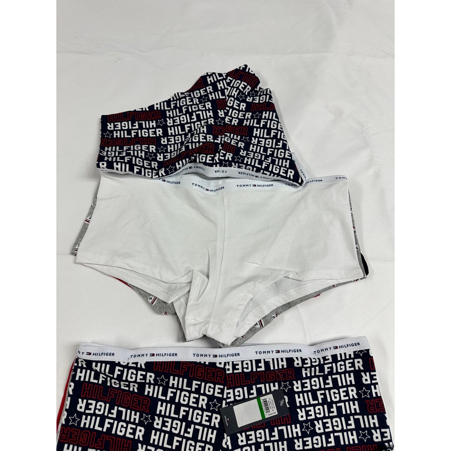 Tommy Hilfiger Women's 10 Pairs Boyshort cotton panties TH Logo Size L Navy Red NWT