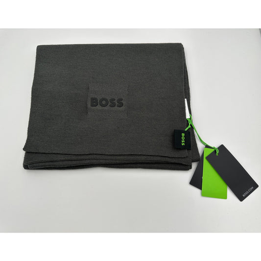 Hugo Boss Aride X Scarf Gray Black Logo NWT 50499399