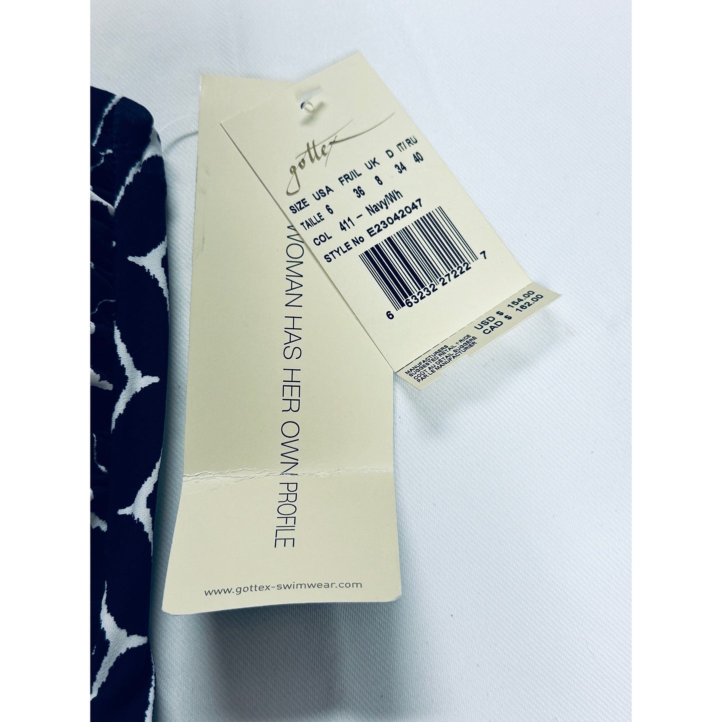 $157 Profile By Gottex Women's Blue Geometric Print Swimdress Swimsuit Size 6