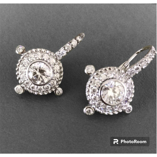 Judith Ripka Sterling Silver Clear Stone Drop Earrings