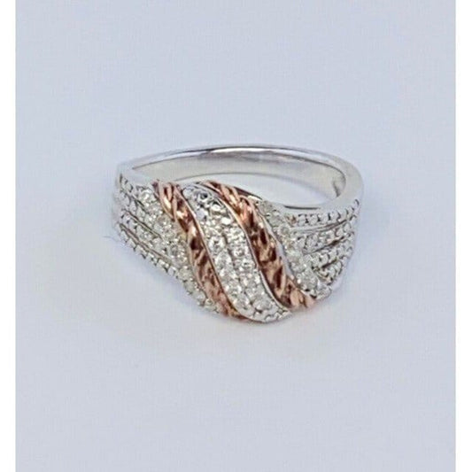 UD Sterling Silver Bronze Twist Diamond Ring Size 8