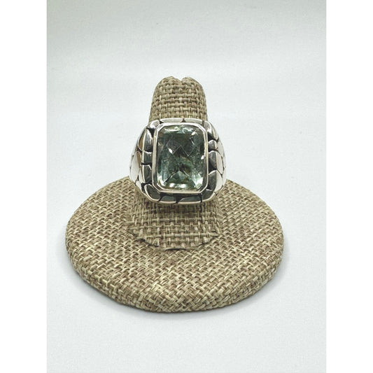 Sterling Silver Kali Pebble Green Amethyst Ring Size 8