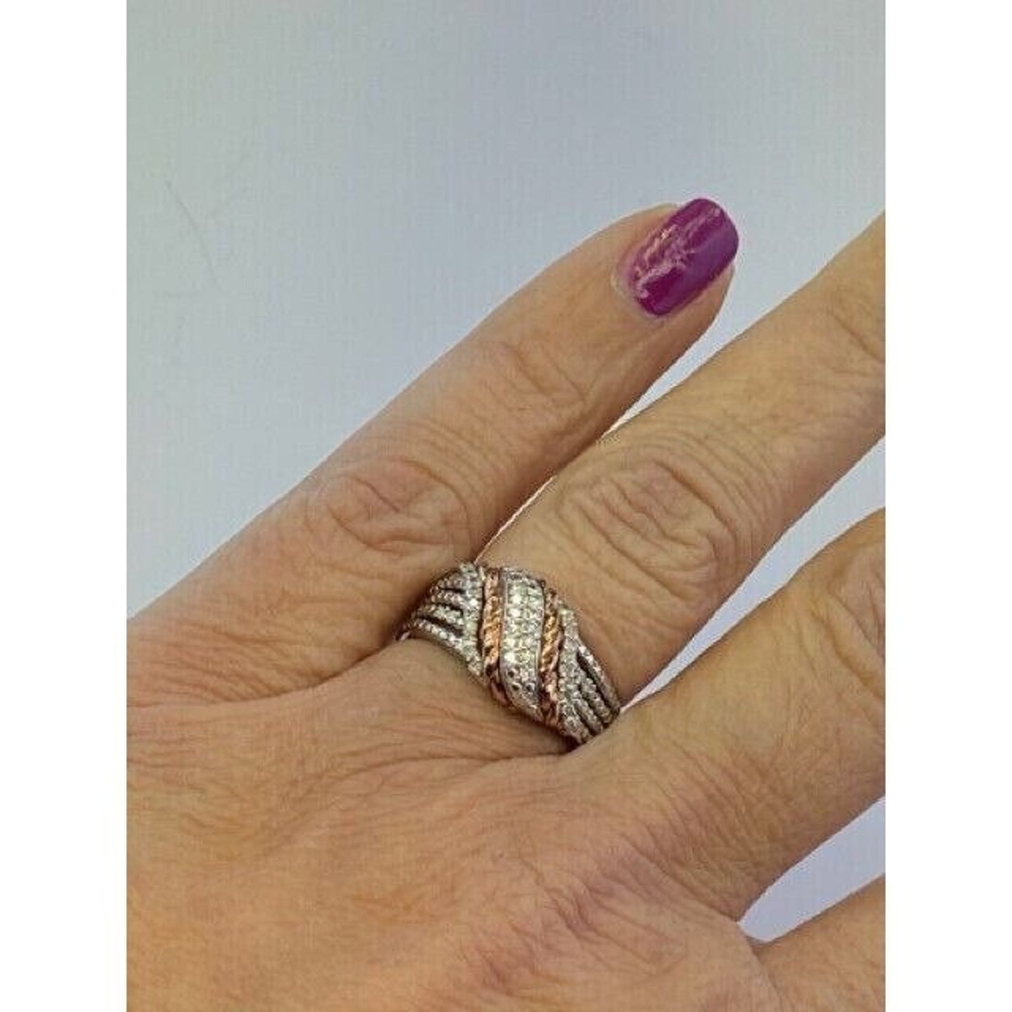 UD Sterling Silver Bronze Twist Diamond Ring Size 8