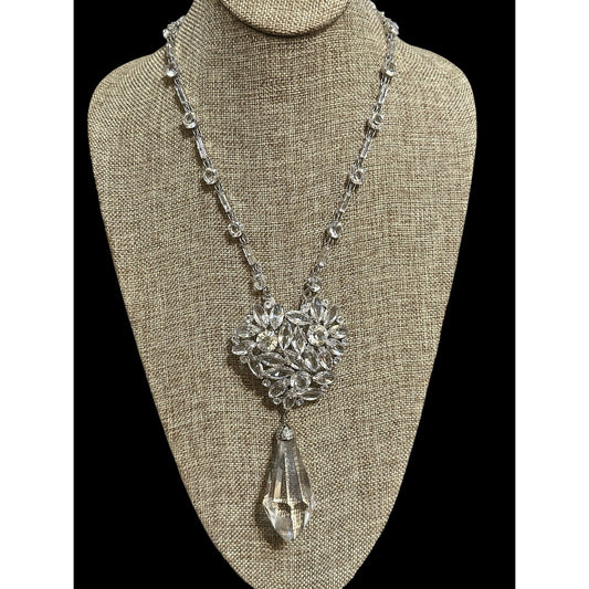 Incredible Margaret Rowe Couture Crystal Necklace w/ Huge Crystal Drop Pendant