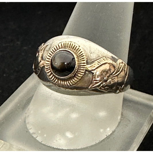 Vintage Sterling Silver 14k Gold Trojan Ring Size 9