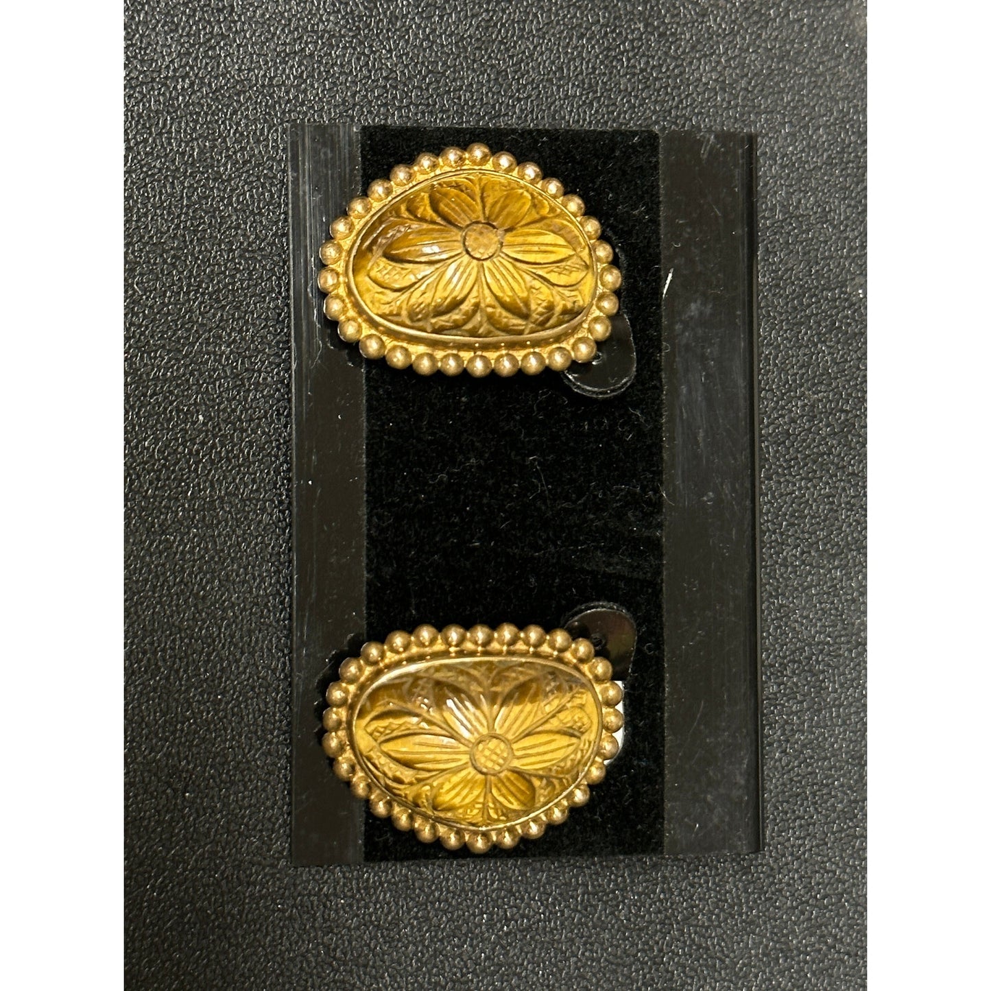Sterling Silver Gold Vermeil Carved Tigers Eye Large Clip Back Earrings