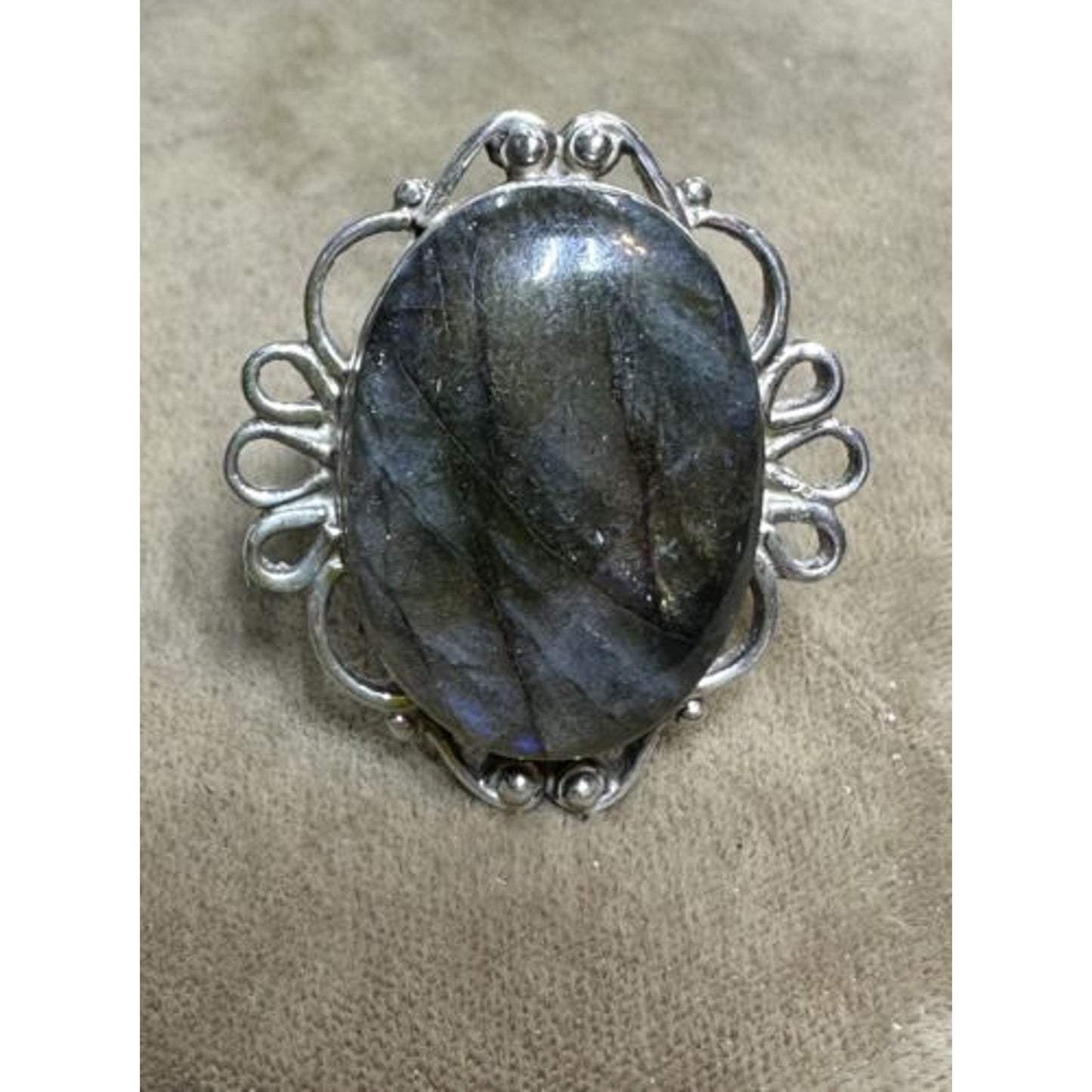 Sterling Silver Oval Labradorite Ring Size 8
