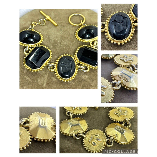 Heather Williams TRIFARI TM Black Intaglio Crown Bracelet