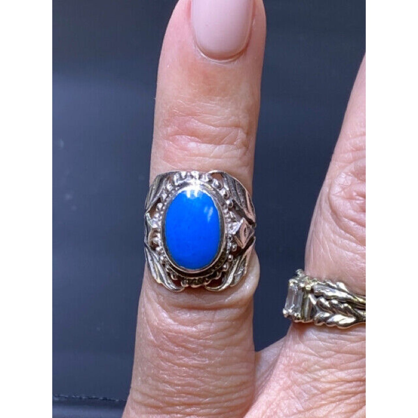 Sterling Silver Turquoise Blue Stone Ring Size 5