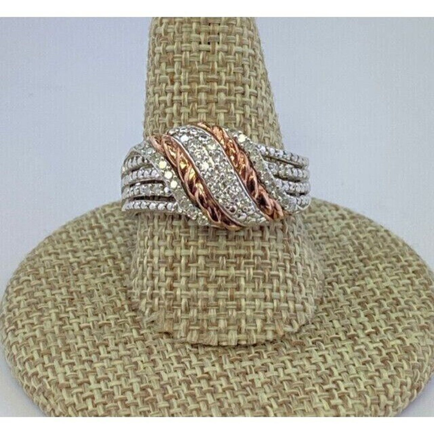 UD Sterling Silver Bronze Twist Diamond Ring Size 8