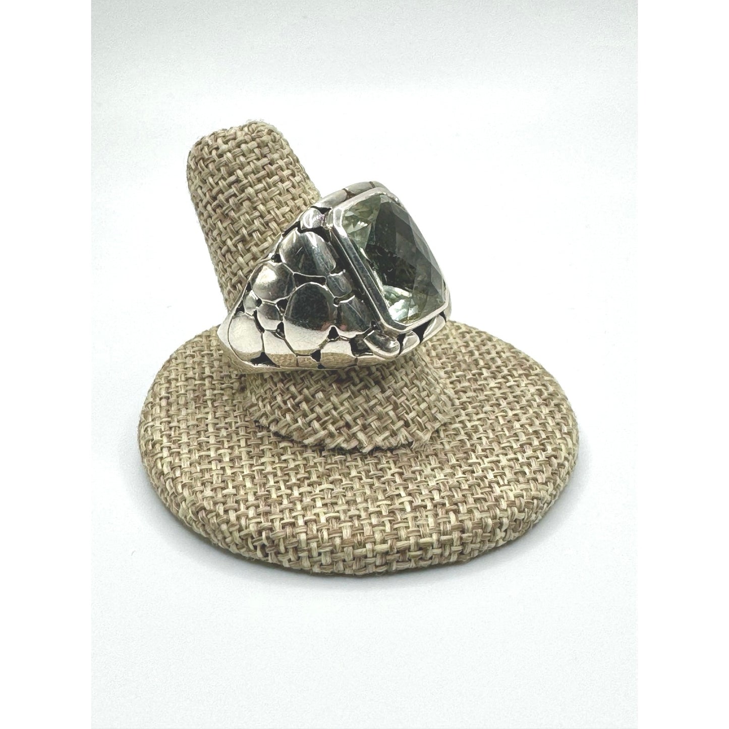Sterling Silver Kali Pebble Green Amethyst Ring Size 8