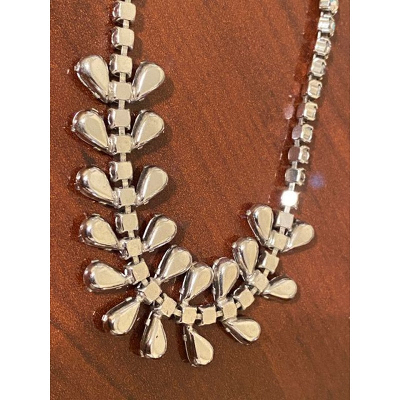 Vintage Aurora Borealis Rhinestone B. David Silvertone Necklace