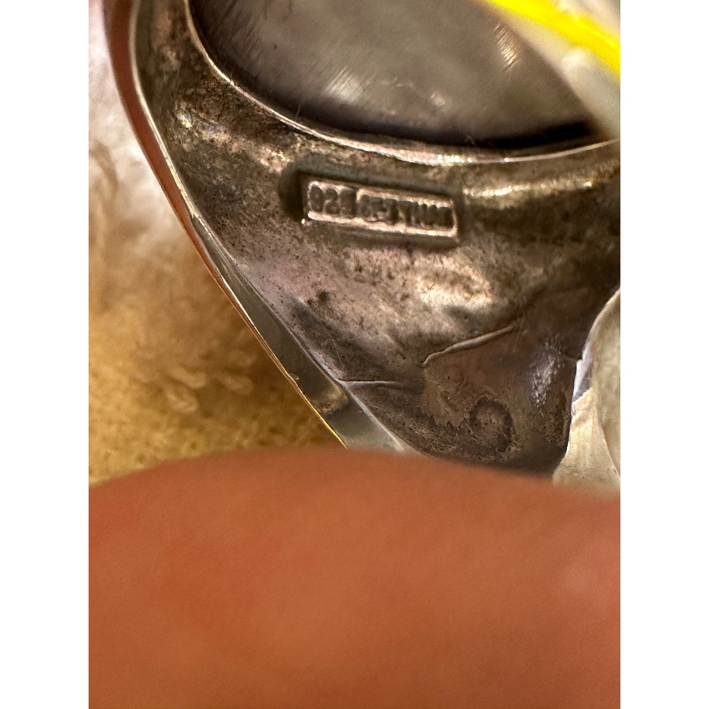 Sterling Silver Wide Large MOP Carved Cameo Ring Size 6