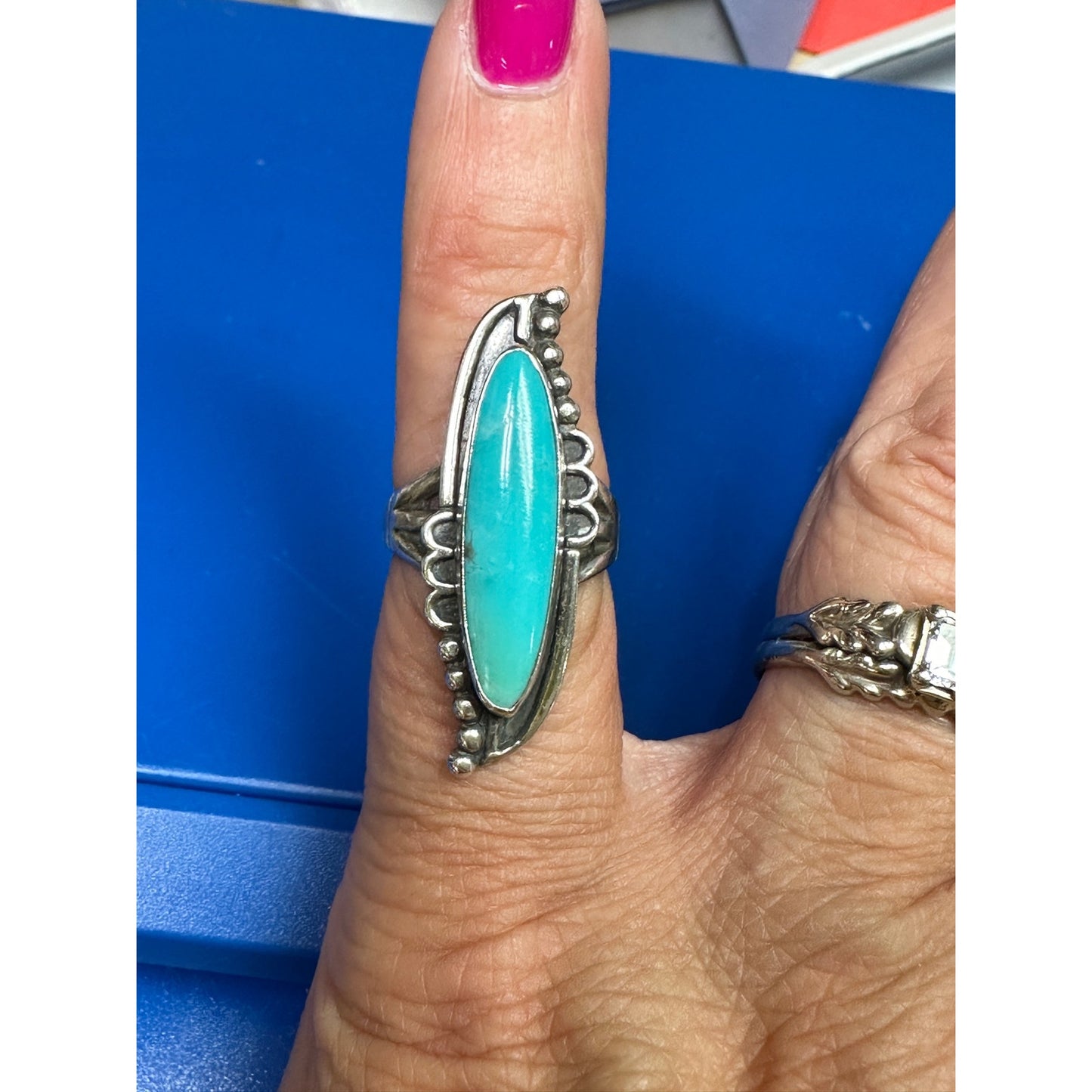 Sterling Silver Turquoise Native Southwest Ring Size 5 3/4