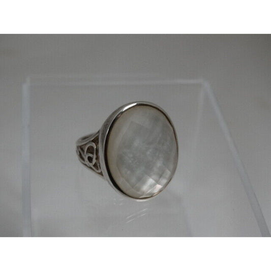 WK Sterling Silver QVC MOP W/ Faceted dome top Ladies sz 7.25 Ring