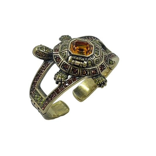 Heidi Daus Goldtone Rhinestone TURTLE Watch Bracelet