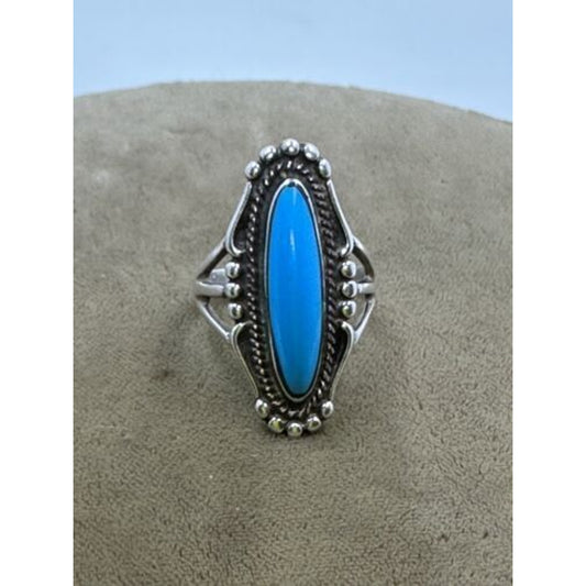 Vintage Ted OTT Native American Sterling Silver Turquoise Ring