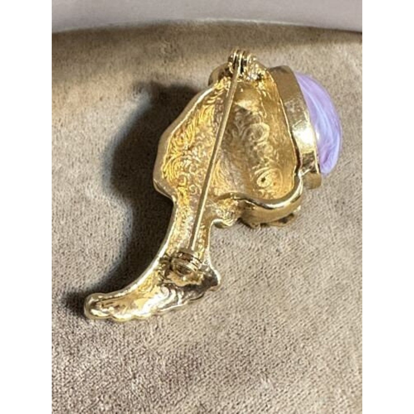1928 Jewelry Gold Tone Retro Lady Brooch Pin