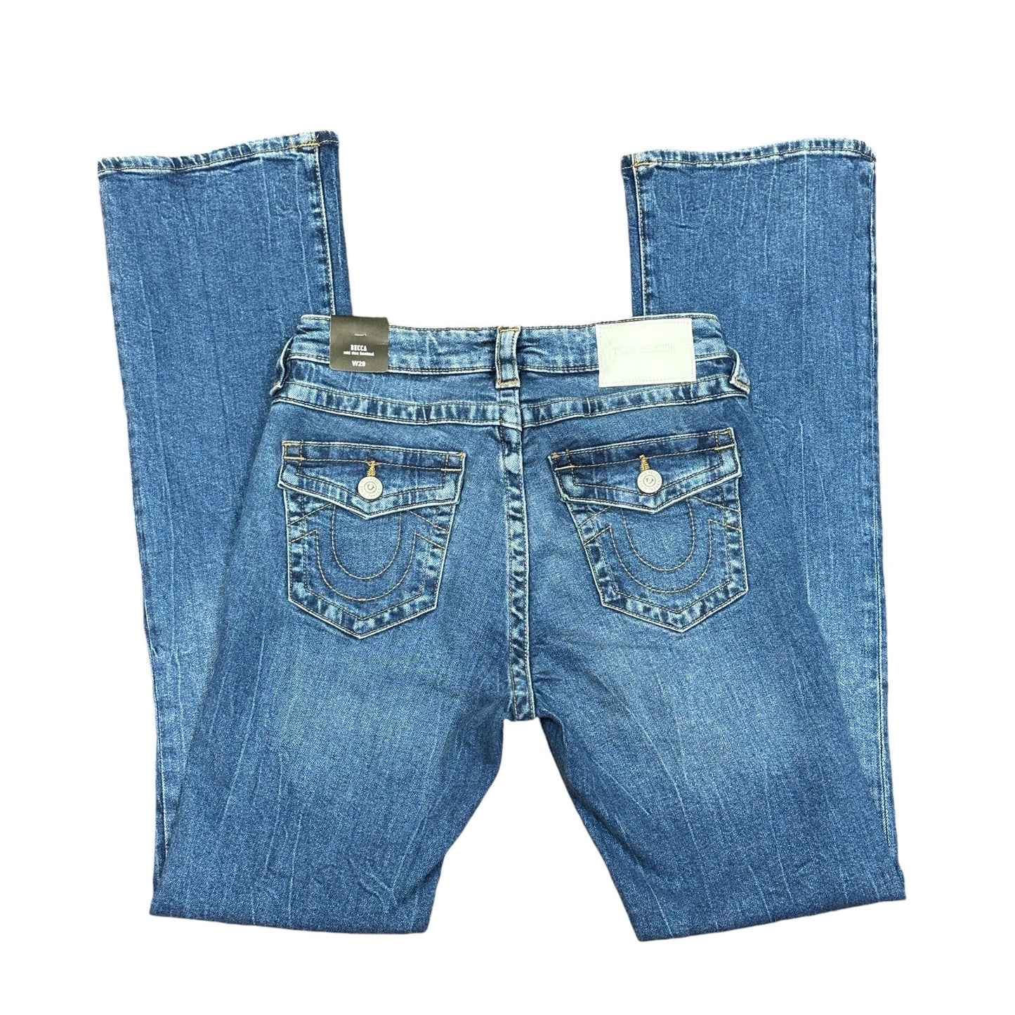 True Religion Becca Mid Rise Boot Cut Flap Pocket Denim Jeans W29 Stretch NWT