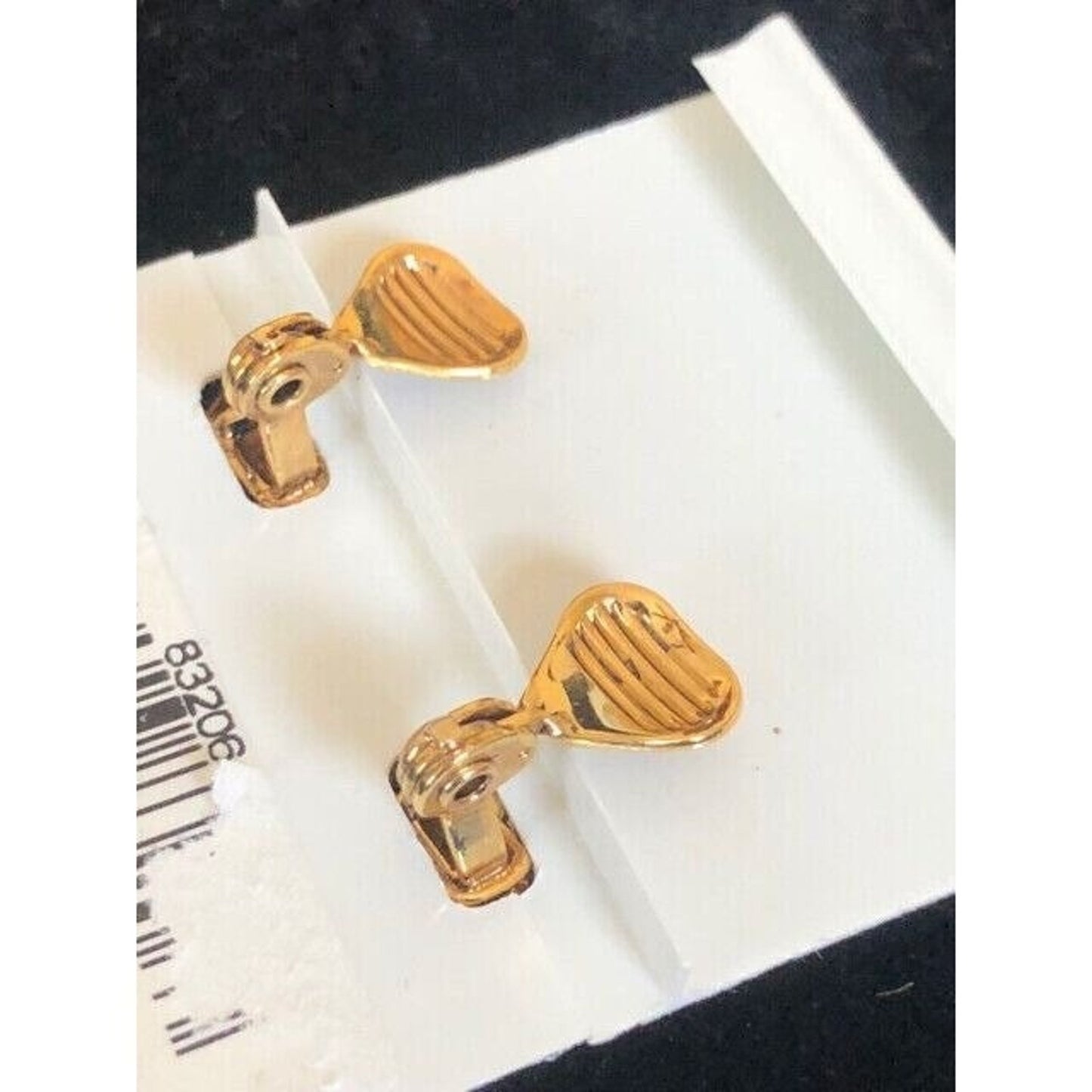 1928 Jewelry Goldtone Faux Onyx Rhinestone Clip Earrings New on card